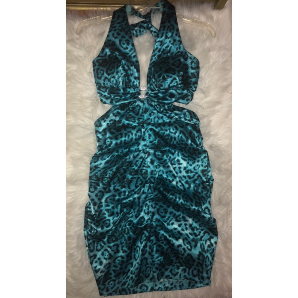 Turquoise Cheetah Print Dress
